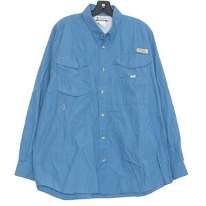 Columbia Mens Shirt PFG Fishing Outdoor Vented Button Up Long Sleeve Blue Large